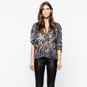 NWT Zadig & Voltaire Terry Lurex blouse in Marine, size XS